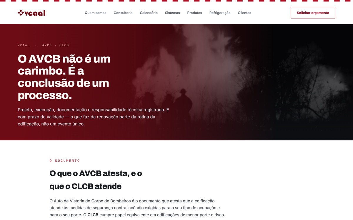 Abertura da página AVCB e CLCB no computador